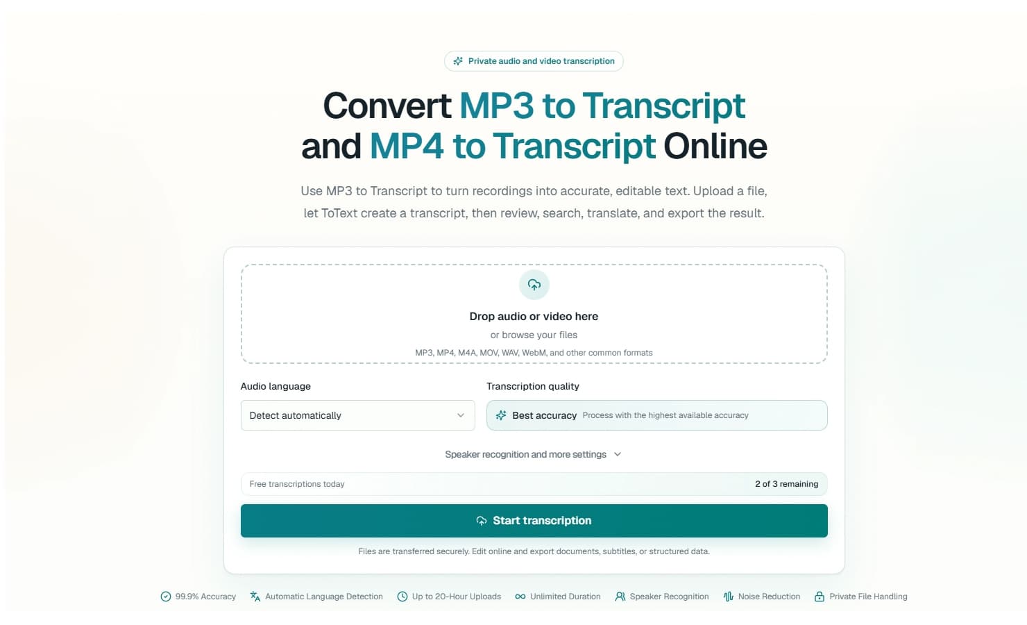 MP3 to Transcript - Product Image