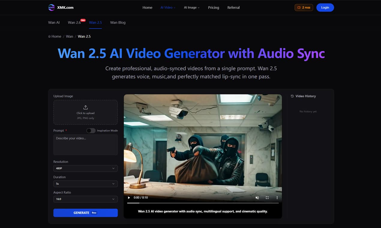XMK Wan 2.5 AI Video Generator - Product Image