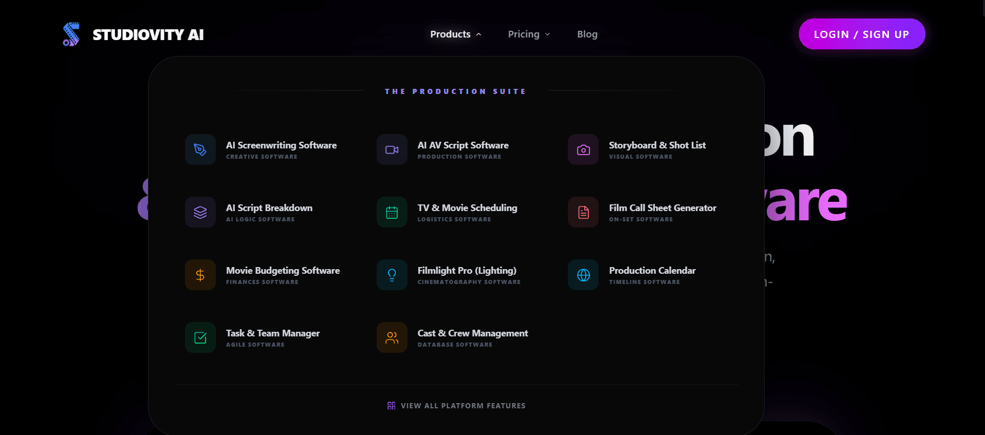 AI Pre Production Software | Studiovity - Product Image
