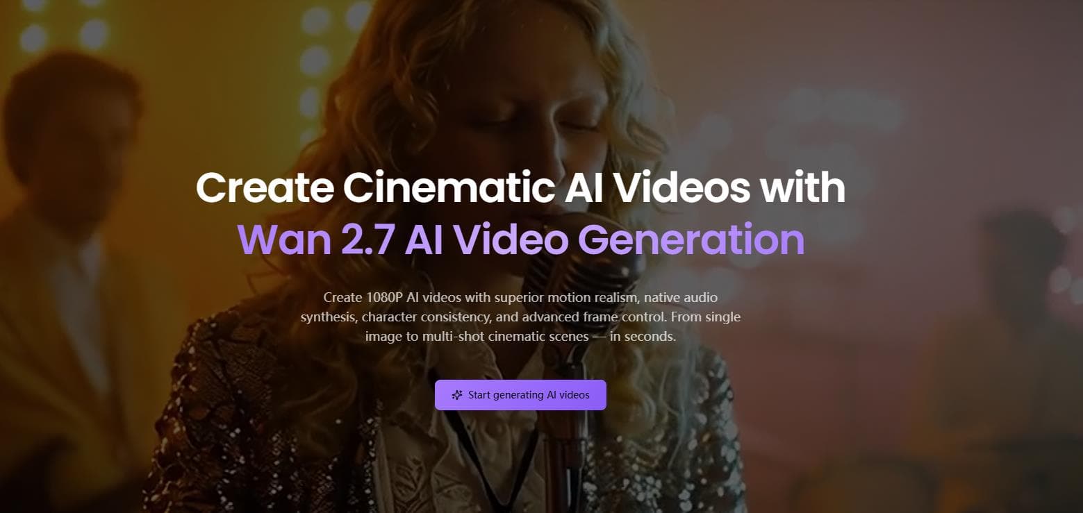 Wan 2.7 AI Video Generator - Product Image