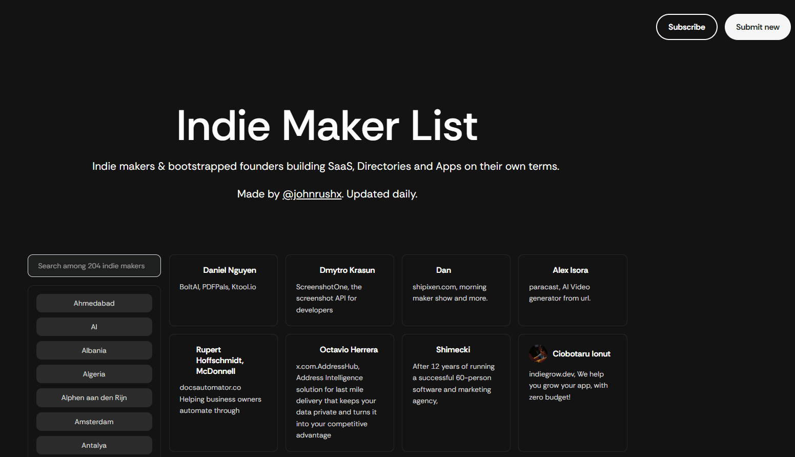 Indie Maker List - Product Image